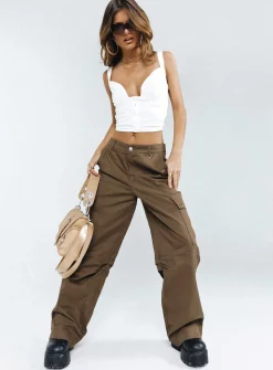 Princess Polly Fallout Mid Rise Cargo Pants  Brown Online