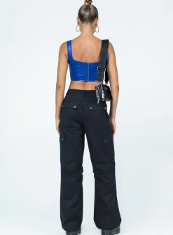 Princess Polly Fallout Mid Rise Cargo Pants  Black Sale
