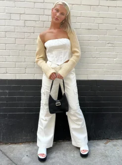 Princess Polly Fallout Mid Rise Cargo Pants White Discount