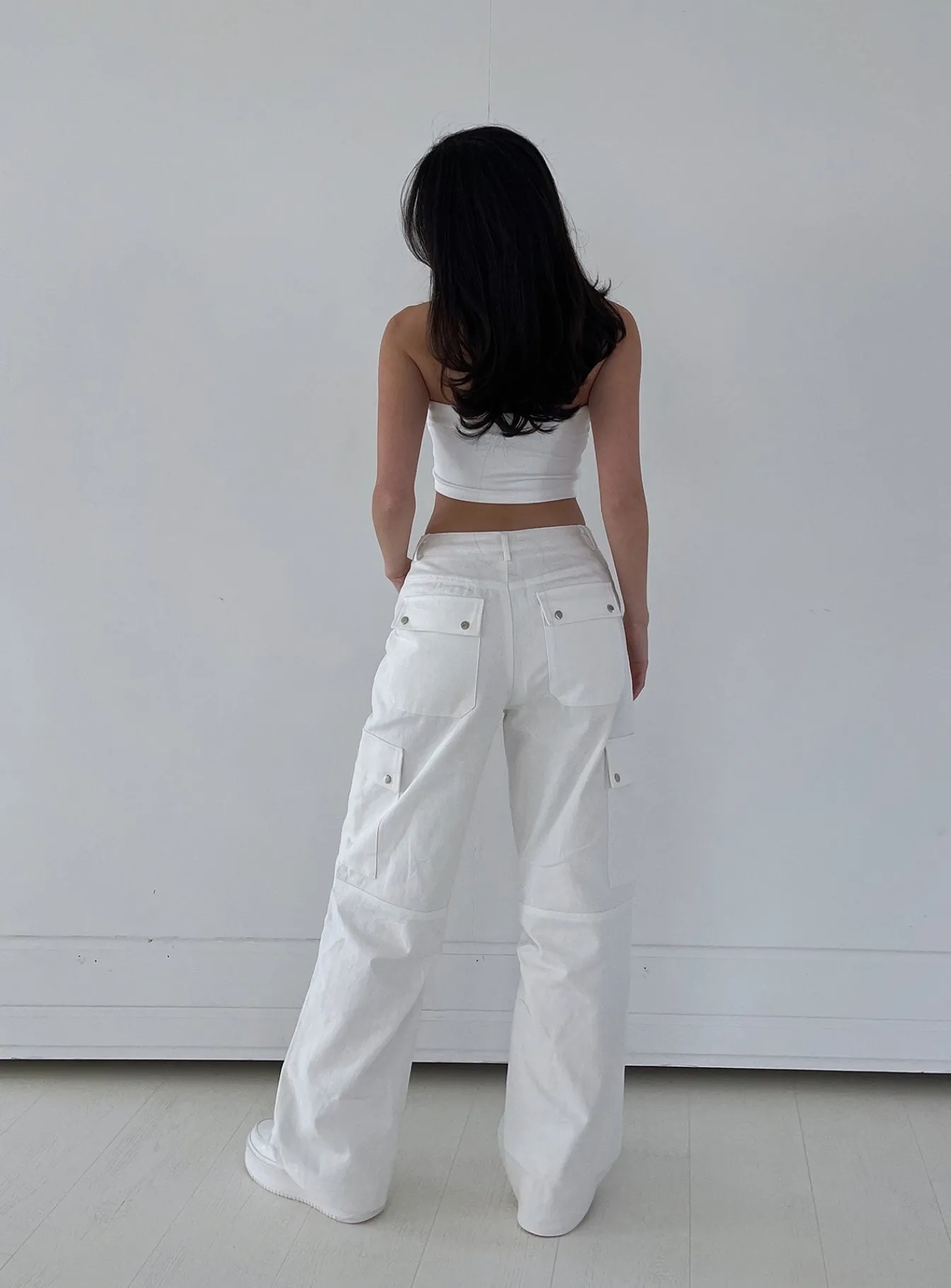 Princess Polly Fallout Mid Rise Cargo Pants White Discount