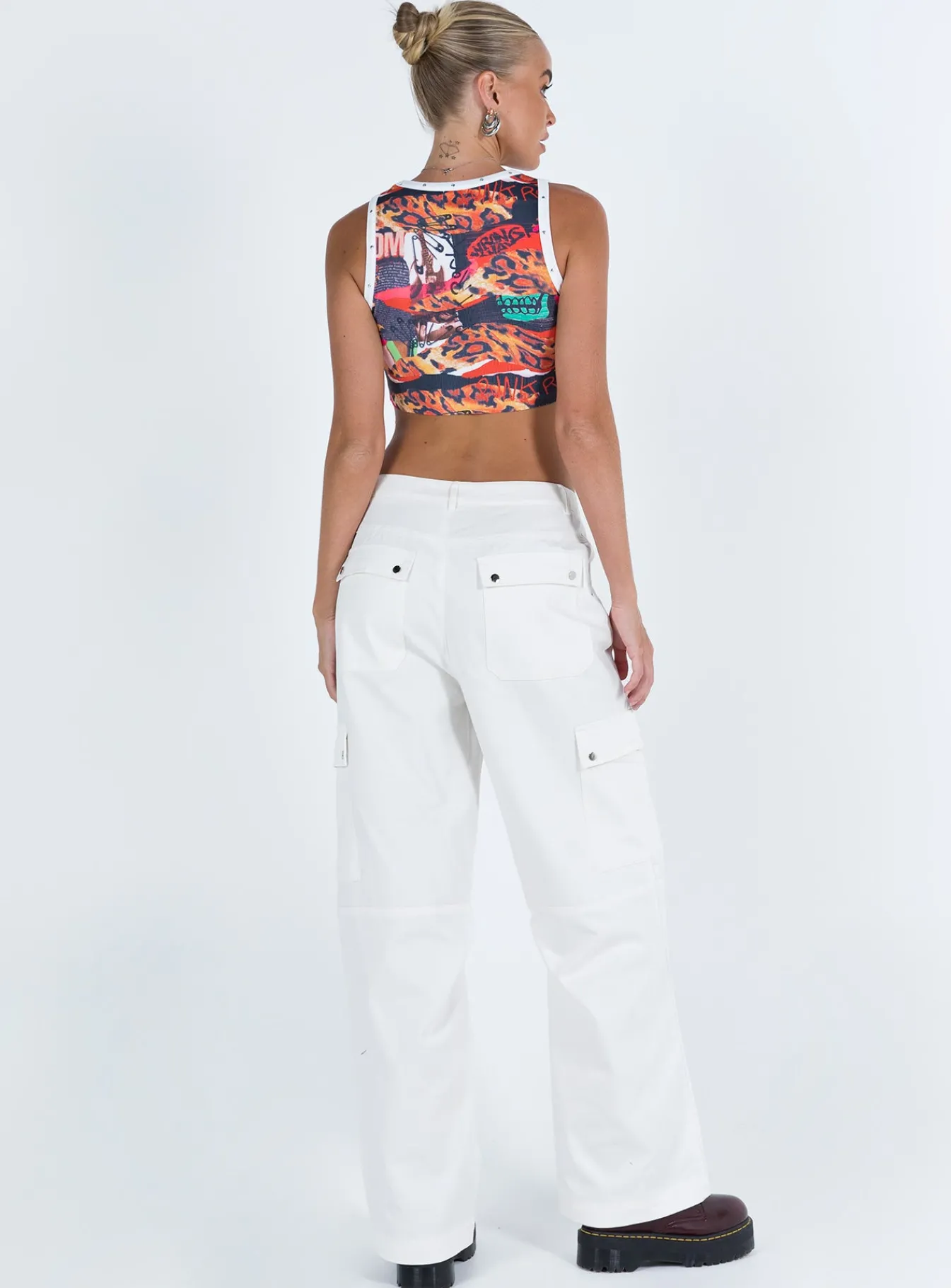 Princess Polly Fallout Mid Rise Cargo Pantstall White Cheap