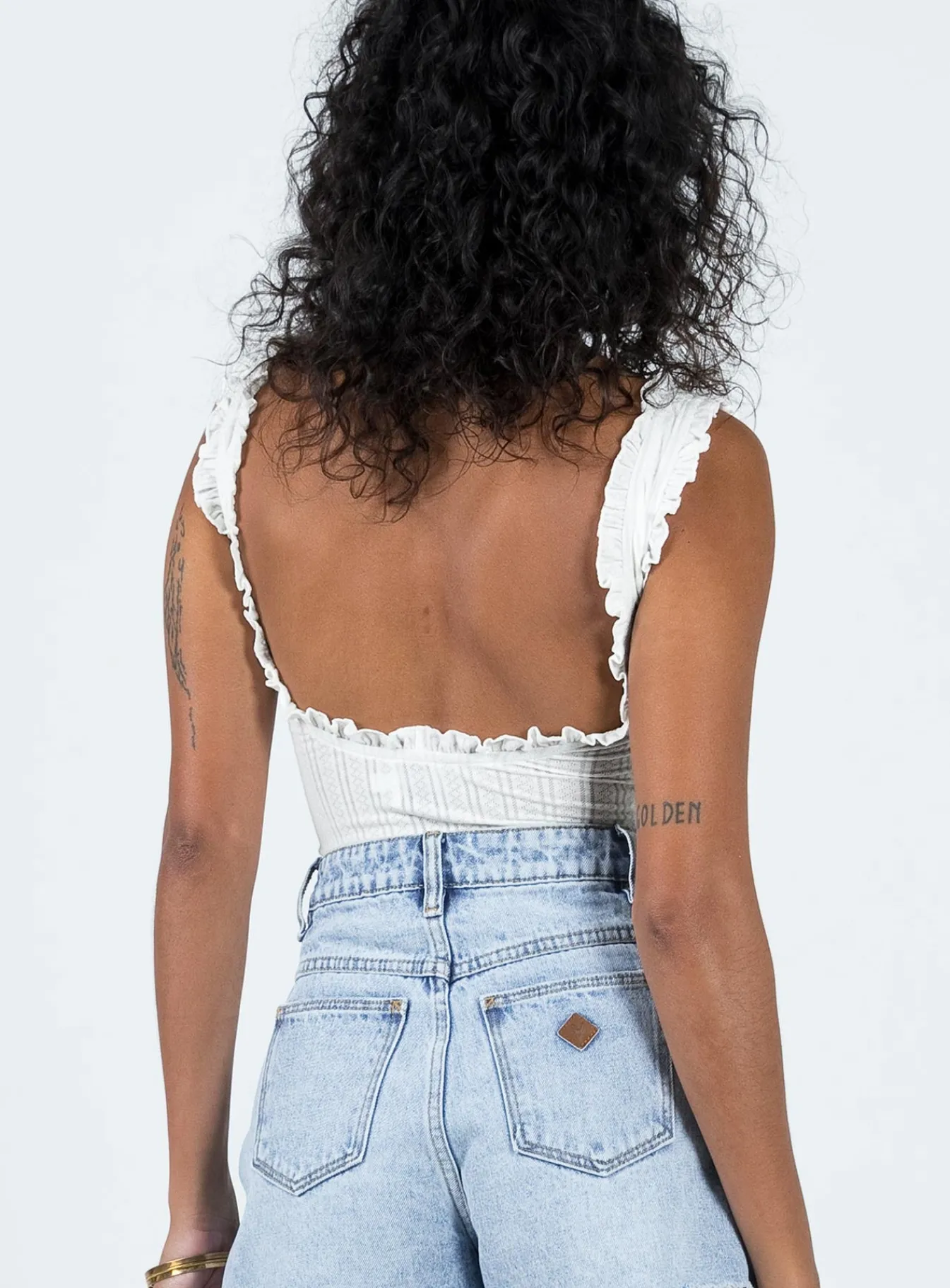 Princess Polly Farrand Pointelle Bodysuit Ivory Clearance