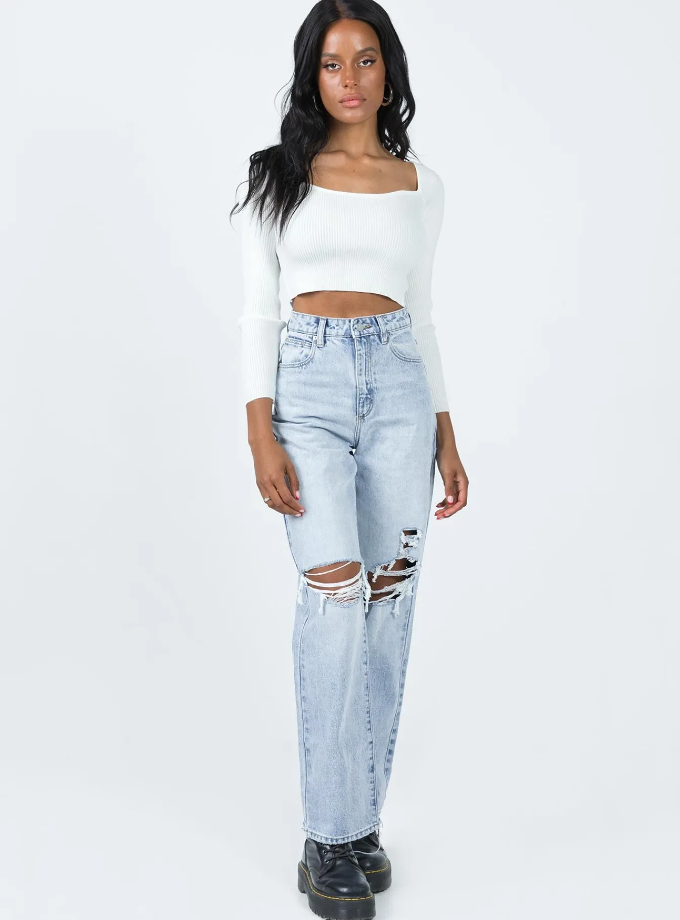 Princess Polly Farrington Long Sleeve Top White Clearance