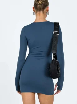 Princess Polly Farro Long Sleeve Mini Dress Navy Outlet
