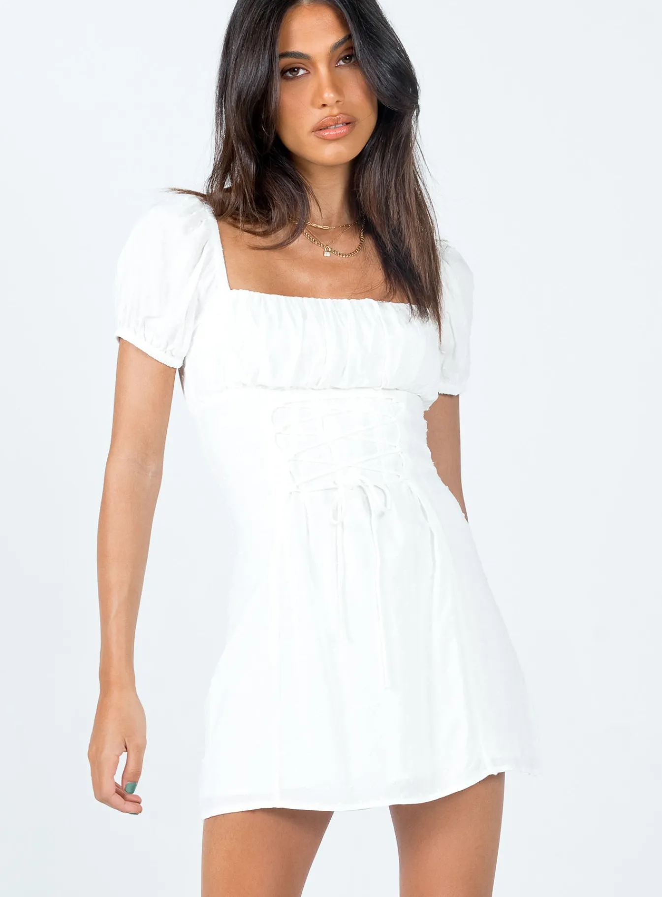 Princess Polly Fauci Mini Dress White New