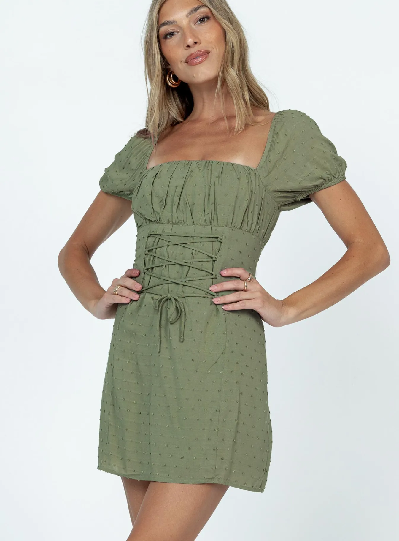Princess Polly Fauci Mini Dress Green Flash Sale