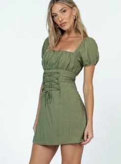 Princess Polly Fauci Mini Dress Green Flash Sale