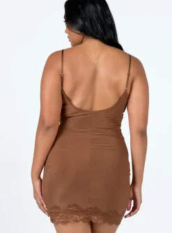 Princess Polly Fauna Mini Dress Brown Hot
