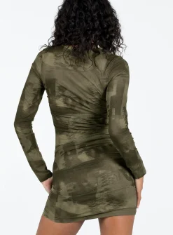 Princess Polly Favel Mini Dress Khaki Sale