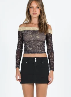 Princess Polly Faya Low Rise Denim Mini Skirt Black Fashion