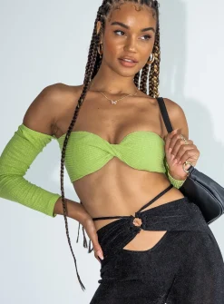 Princess Polly Faye Long Sleeve Top  Green Cheap