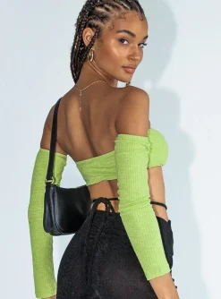 Princess Polly Faye Long Sleeve Top  Green Cheap