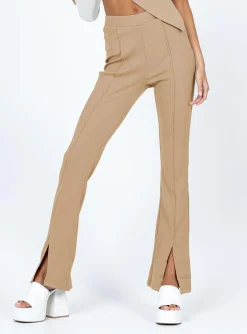 Princess Polly Fayth Ribbed Pants  Brown Store