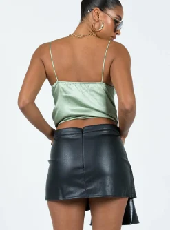Princess Polly Federal Pu Wrap Mini Skirt  Black Sale