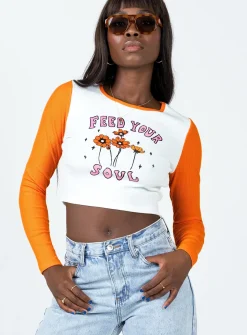 Princess Polly Feed Your Soul Long Sleeve Top  Orange Fashion