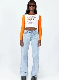Princess Polly Feed Your Soul Long Sleeve Top  Orange Fashion