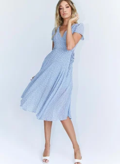 Princess Polly Felleni Midi Dress  Blue Floral Outlet