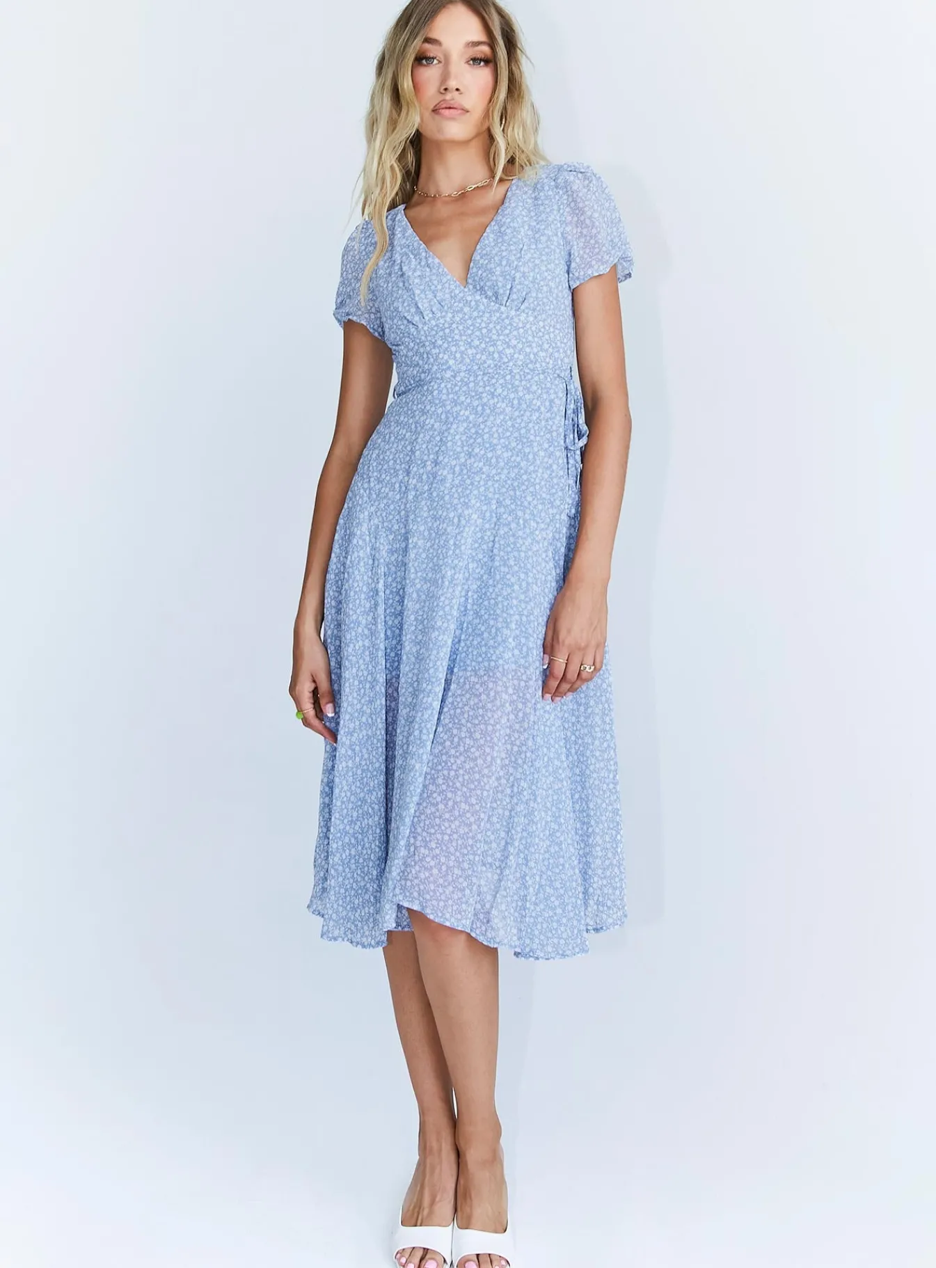 Princess Polly Felleni Midi Dress Blue Floral Outlet