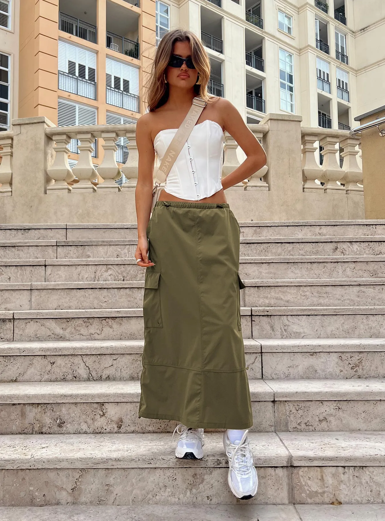 Princess Polly Ferguson Parachute Maxi Skirt Khaki Store
