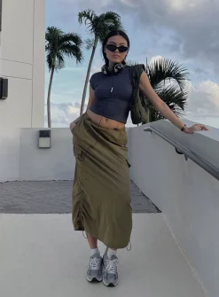Princess Polly Ferguson Parachute Maxi Skirt Khaki Store