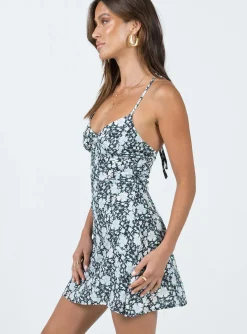 Princess Polly Fern Mini Dressfloral   Black Cheap