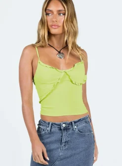 Princess Polly Fernad Ruffle Cami Green Shop