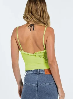 Princess Polly Fernad Ruffle Cami Green Shop