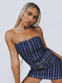 Princess Polly Fernley Bustier  Blue Clearance