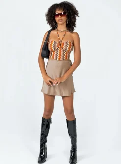 Princess Polly First Take Top  Brown Multi Cheap