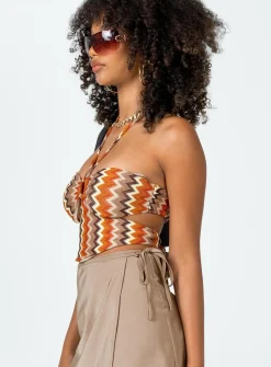Princess Polly First Take Top  Brown Multi Cheap
