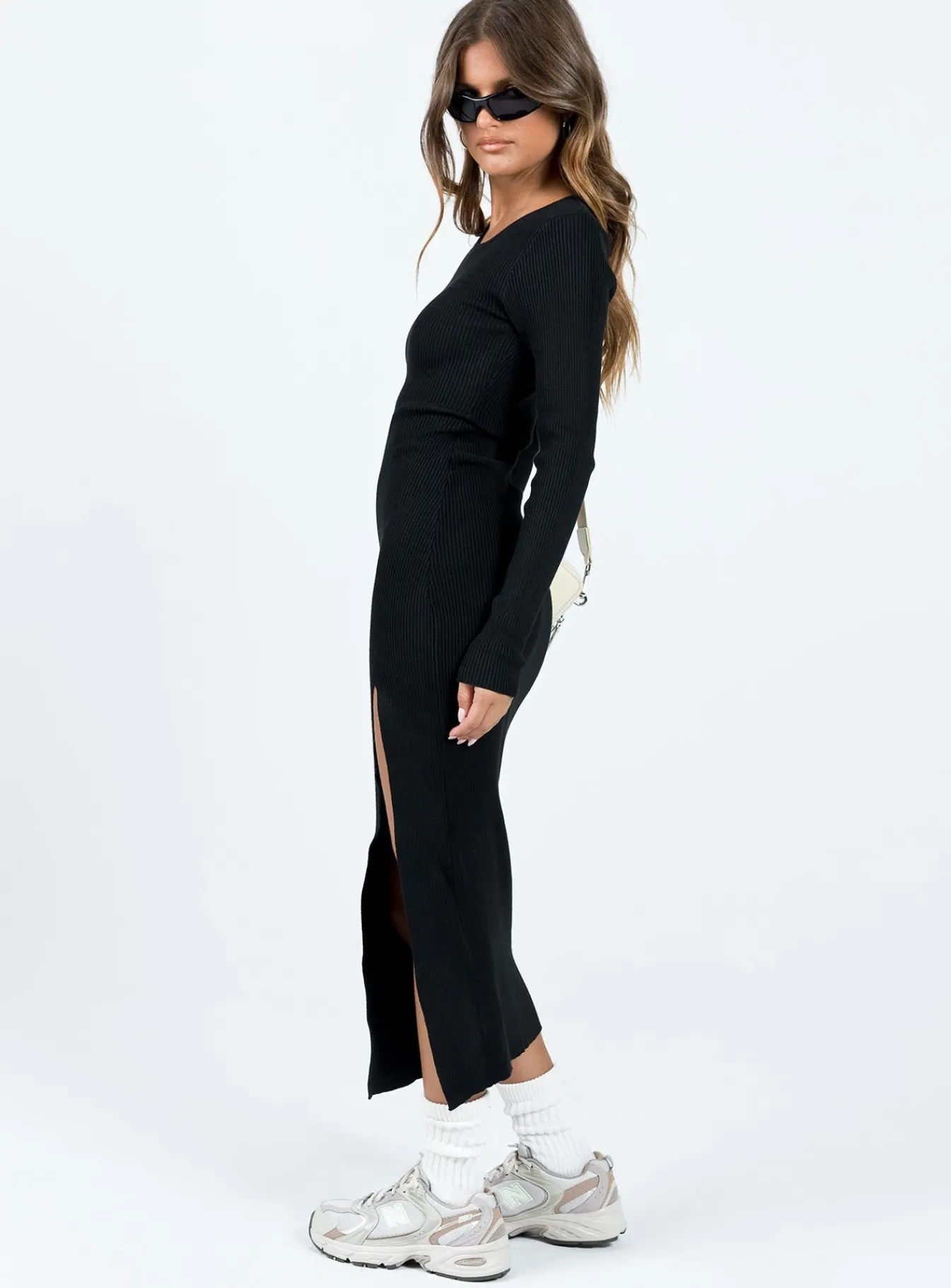 Princess Polly Fitro Long Sleeve Maxi Dress Black Clearance