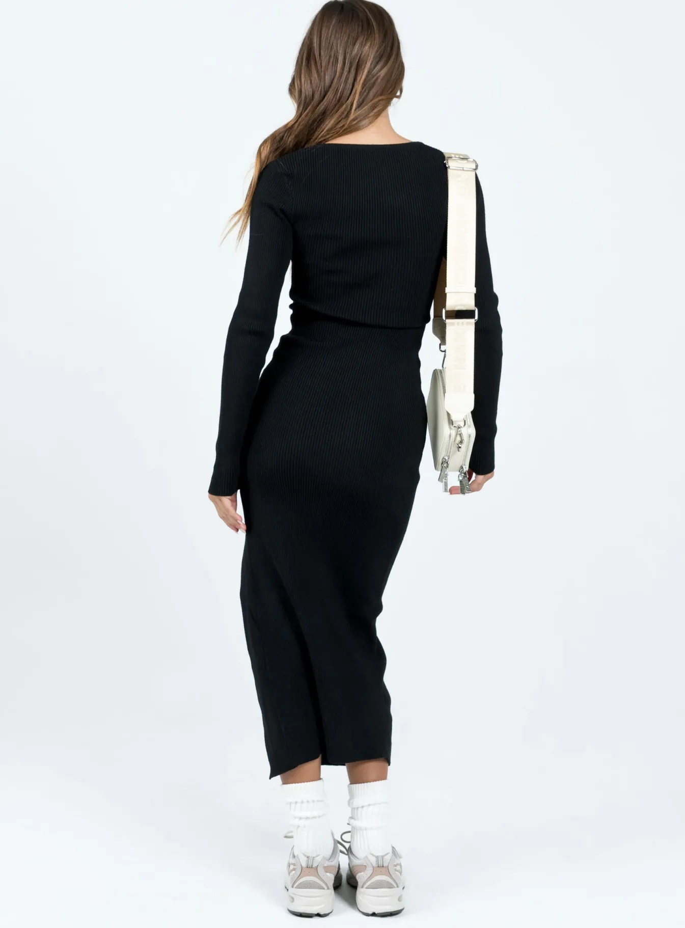 Princess Polly Fitro Long Sleeve Maxi Dress Black Clearance