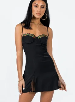 Princess Polly Floreto Mini Dress  Black Cheap