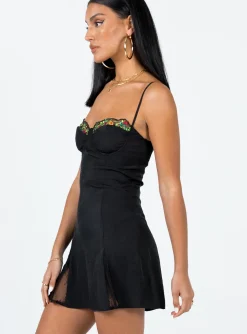 Princess Polly Floreto Mini Dress  Black Cheap