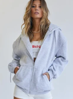 Princess Polly Florida Zip Up Sweatshirt Grey Best