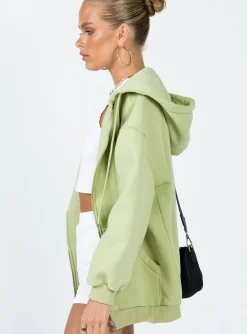 Princess Polly Florida Zip Up Sweatshirt  Green Best Sale