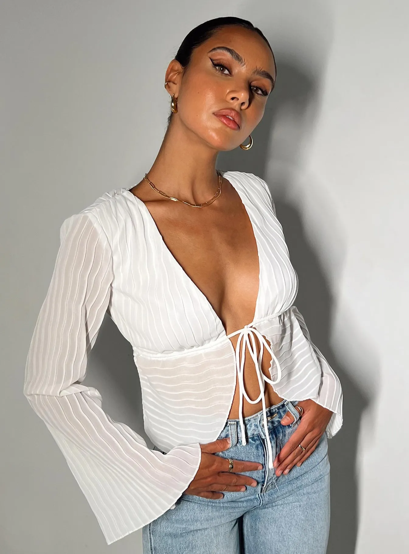 Princess Polly Floryce Long Sleeve Top White Clearance