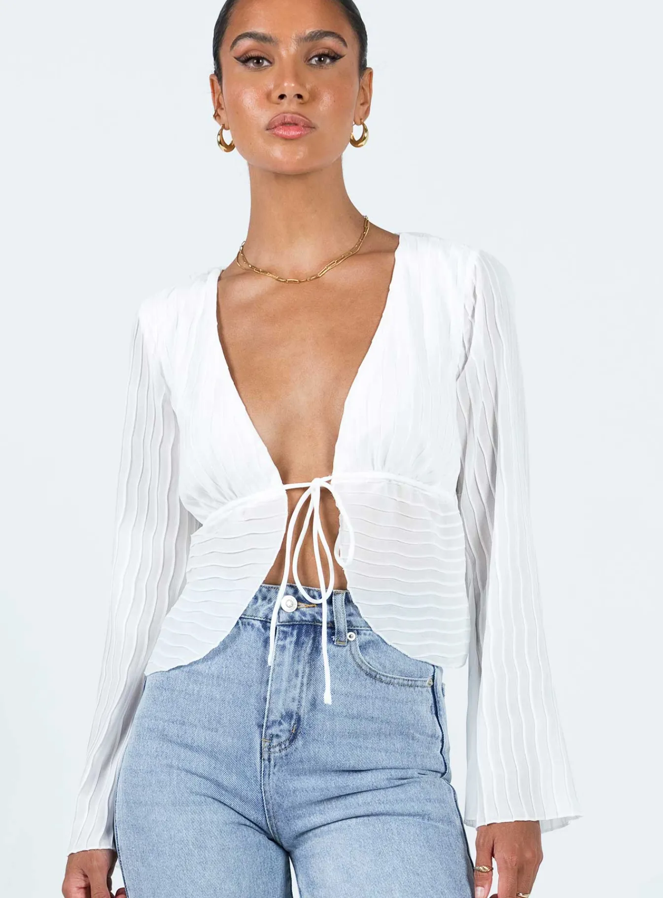Princess Polly Floryce Long Sleeve Top White Clearance