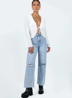 Princess Polly Floryce Long Sleeve Top White Clearance