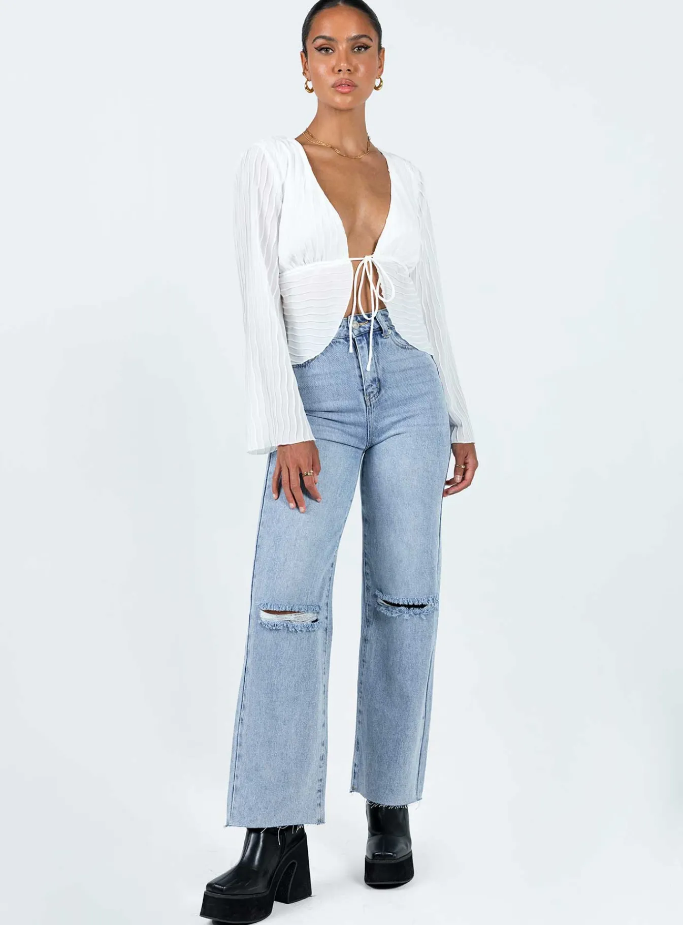 Princess Polly Floryce Long Sleeve Top White Clearance