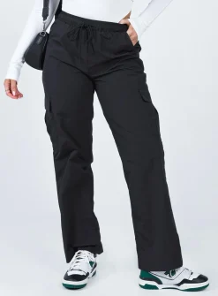 Princess Polly Flossie Parachute Pants  Black Clearance
