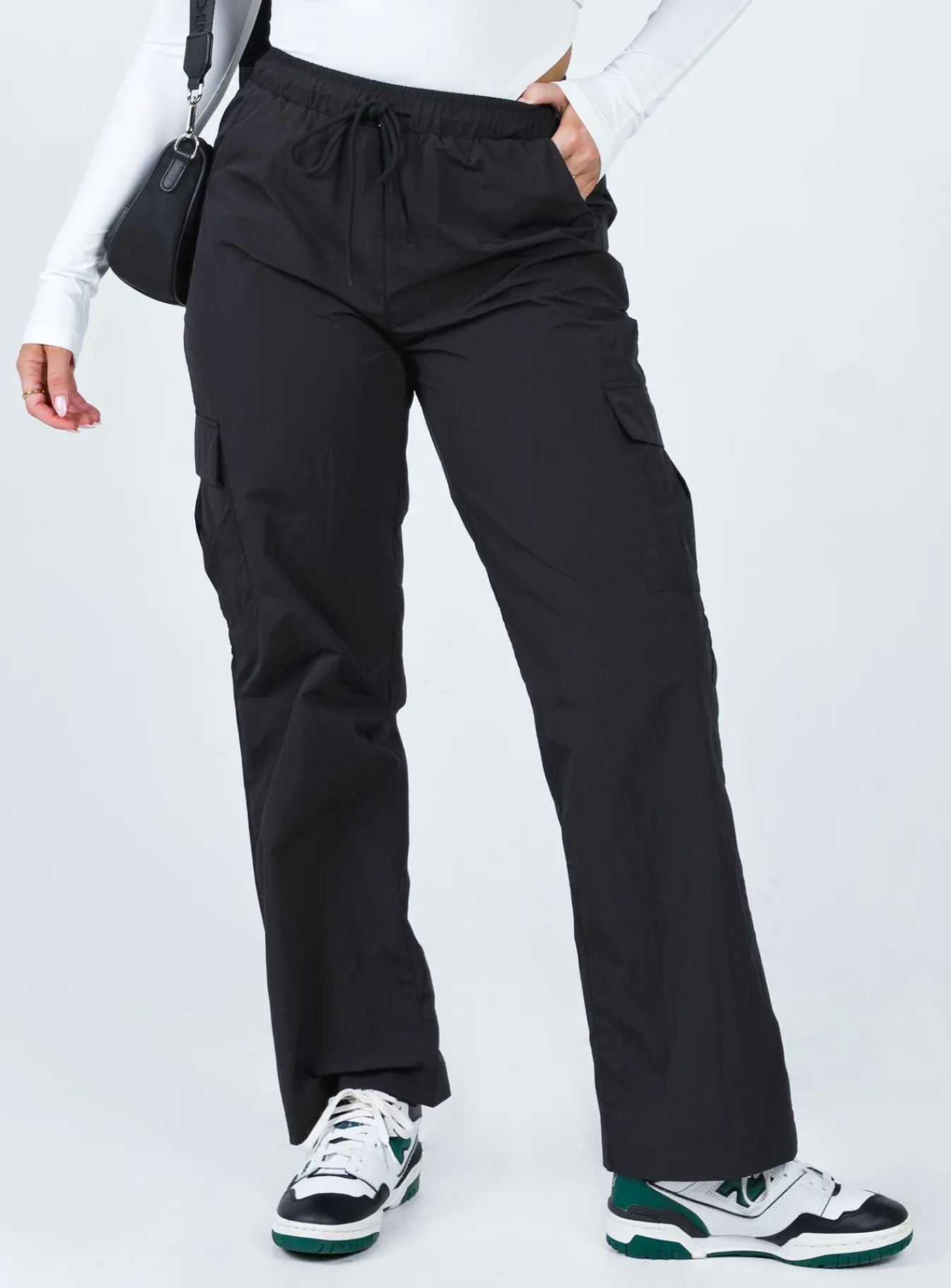 Princess Polly Flossie Parachute Pants Black Clearance