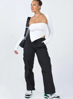 Princess Polly Flossie Parachute Pants Black Clearance