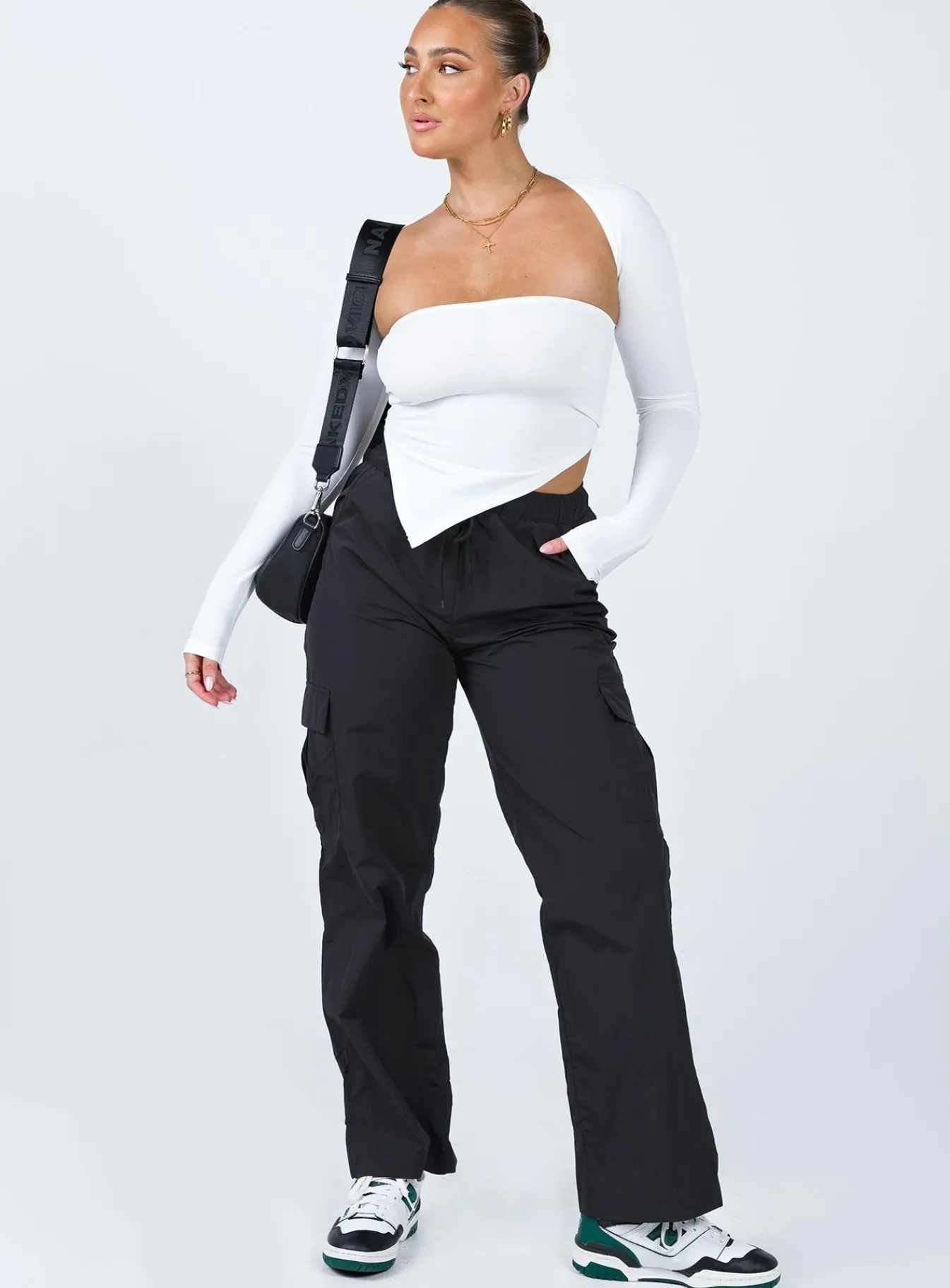 Princess Polly Flossie Parachute Pants Black Clearance