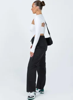 Princess Polly Flossie Parachute Pants Black Clearance