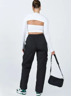 Princess Polly Flossie Parachute Pants Black Clearance