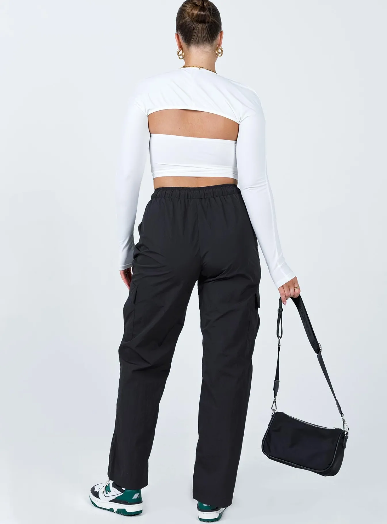 Princess Polly Flossie Parachute Pants Black Clearance
