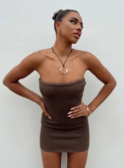 Princess Polly Flow Strapless Mini Dress  Brown Best