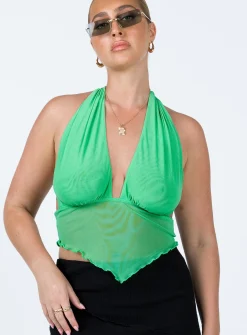 Princess Polly Flower Power Top  Green Best Sale