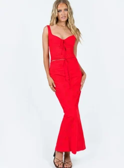 Princess Polly Flowerfields Maxi Skirt  Red Best Sale